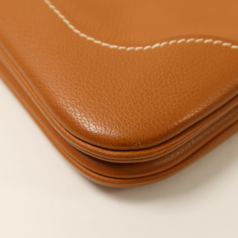 HERMES Evercolor皮革Trim Duo 24肩背袋Gold-12