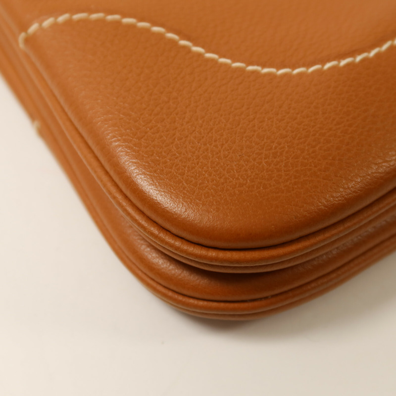 HERMES Evercolor皮革Trim Duo 24肩背袋Gold-13