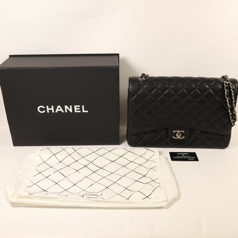 CHANEL 牛皮皮革Maxi Classic鏈帶肩背袋-10
