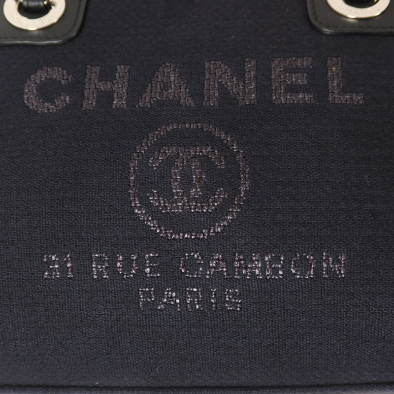 CHANEL 帆布Deauville Bowling鏈帶手挽肩背兩用袋-9
