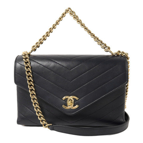 CHANEL 牛皮皮革Chain Shoulder鏈帶手挽肩背兩用袋