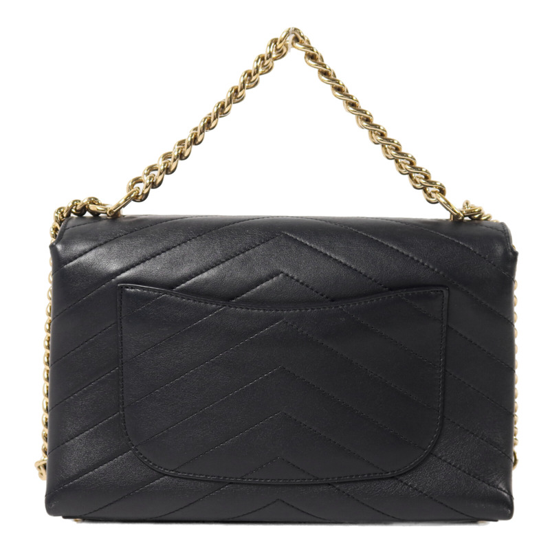 CHANEL 牛皮皮革Chain Shoulder鏈帶手挽肩背兩用袋-1