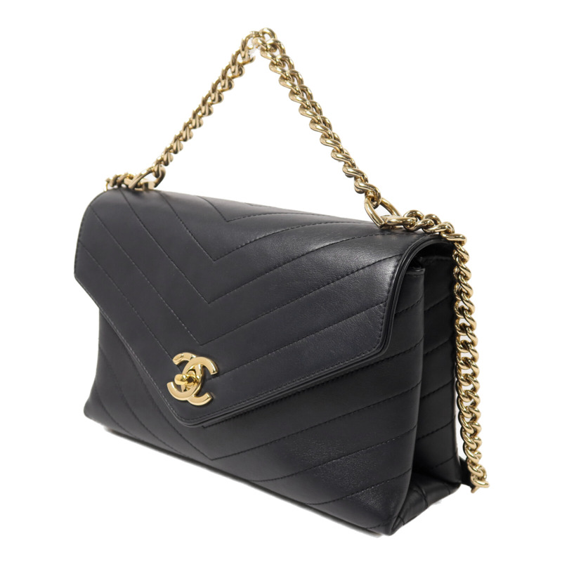 CHANEL 牛皮皮革Chain Shoulder鏈帶手挽肩背兩用袋-2