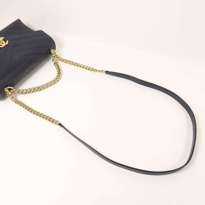 CHANEL 牛皮皮革Chain Shoulder鏈帶手挽肩背兩用袋-7