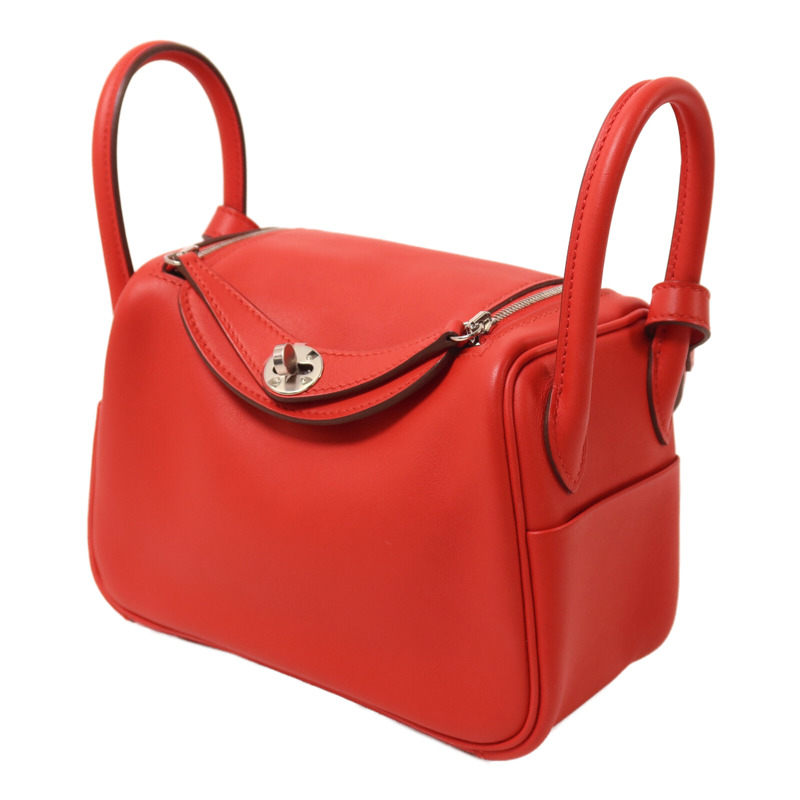HERMES Swift皮革Mini Lindy手挽肩背兩用袋Rouge de Coeur-2