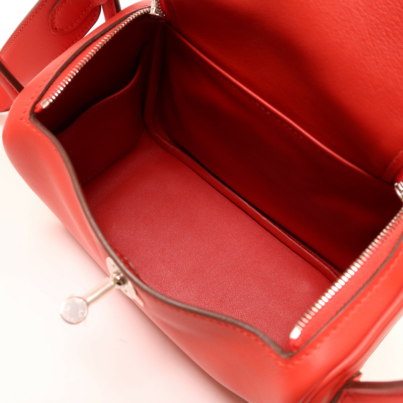 HERMES Swift皮革Mini Lindy手挽肩背兩用袋Rouge de Coeur-4