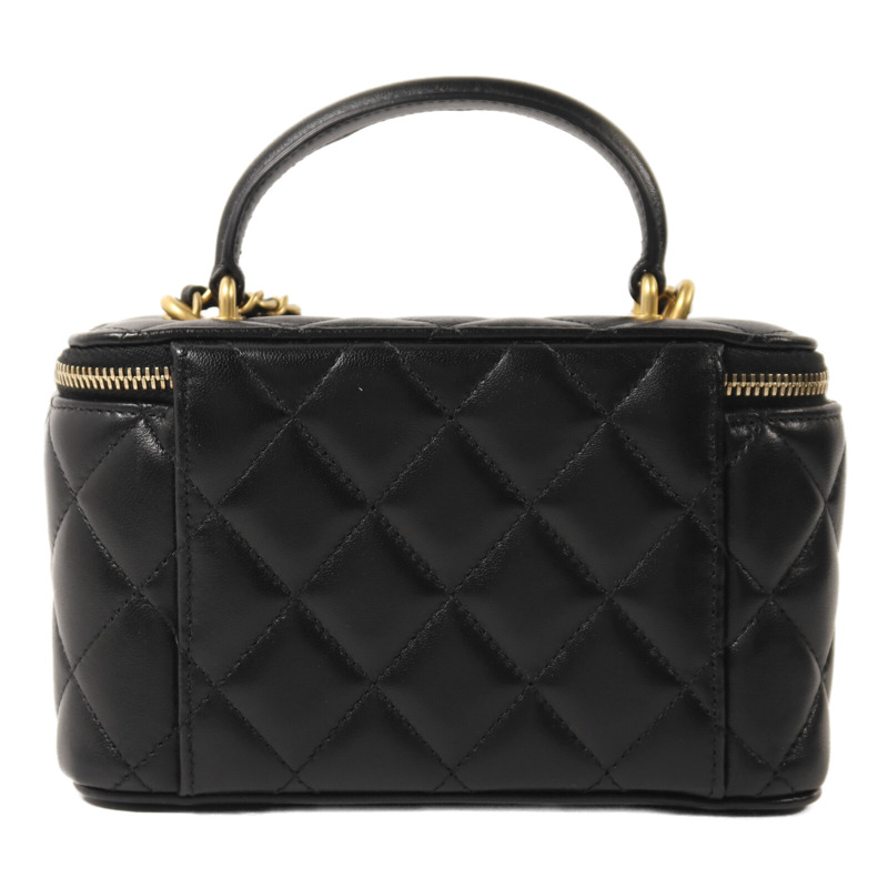 CHANEL 羊皮皮革Top Handle Vanity Case鏈帶手挽肩背兩用袋-1