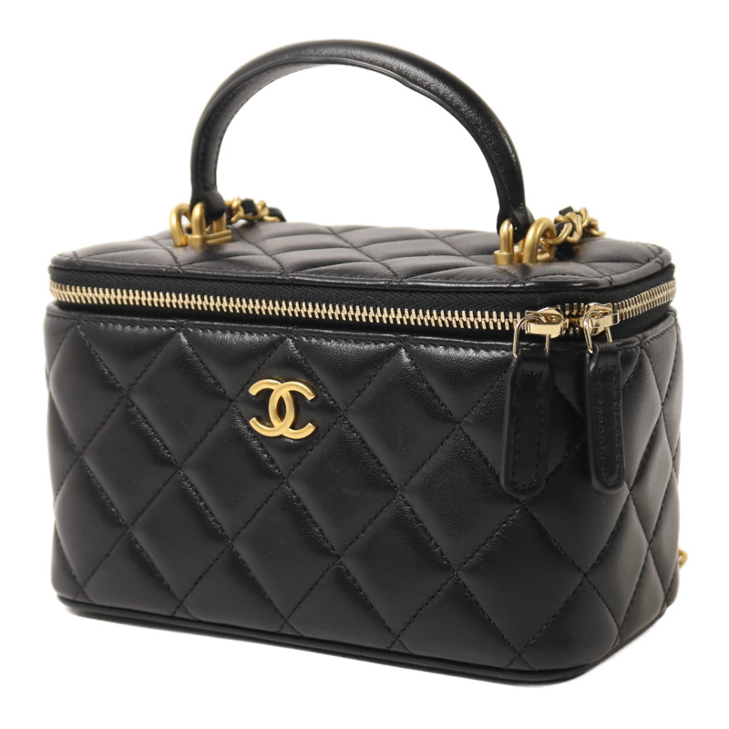 CHANEL 羊皮皮革Top Handle Vanity Case鏈帶手挽肩背兩用袋-2