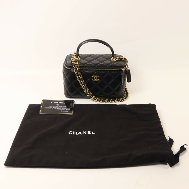 CHANEL 羊皮皮革Top Handle Vanity Case鏈帶手挽肩背兩用袋-9