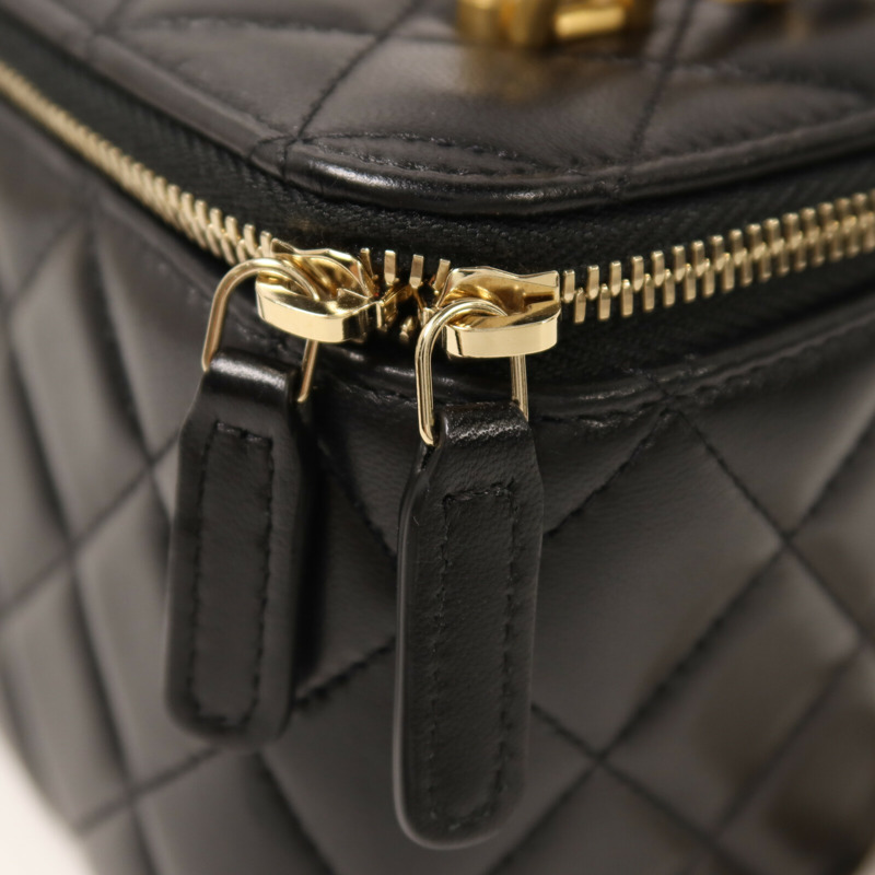CHANEL 羊皮皮革Top Handle Vanity Case鏈帶手挽肩背兩用袋-11