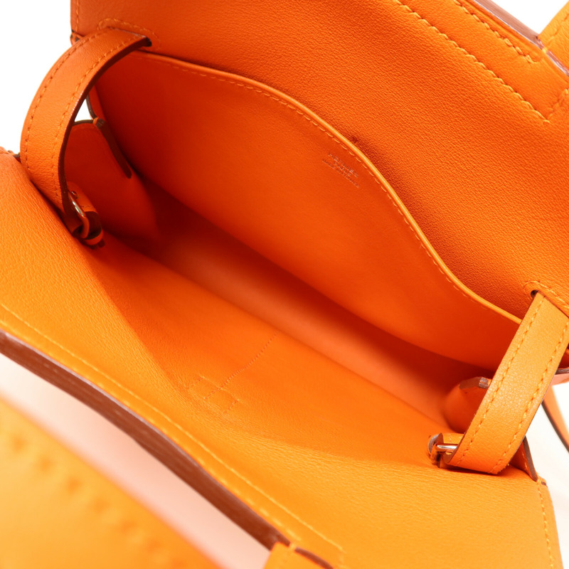 HERMES Swift皮革Mini Halzan手挽肩背兩用袋Orange-4