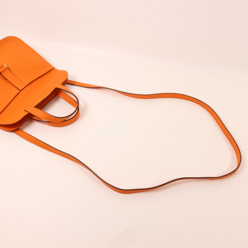 HERMES Swift皮革Mini Halzan手挽肩背兩用袋Orange-7