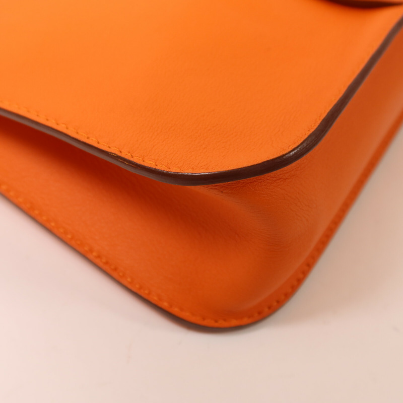 HERMES Swift皮革Mini Halzan手挽肩背兩用袋Orange-10