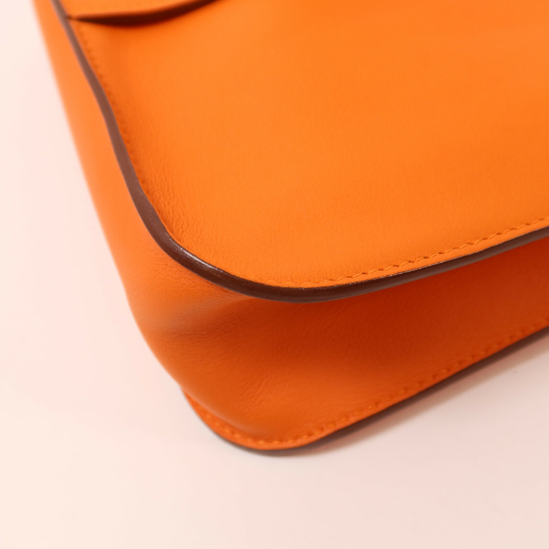 HERMES Swift皮革Mini Halzan手挽肩背兩用袋Orange-11