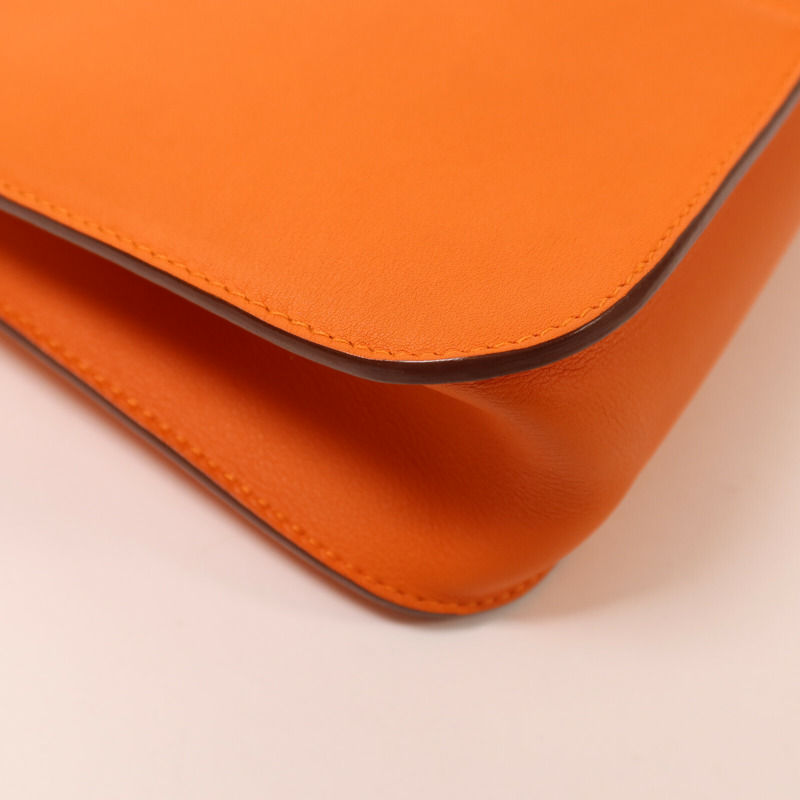 HERMES Swift皮革Mini Halzan手挽肩背兩用袋Orange-12