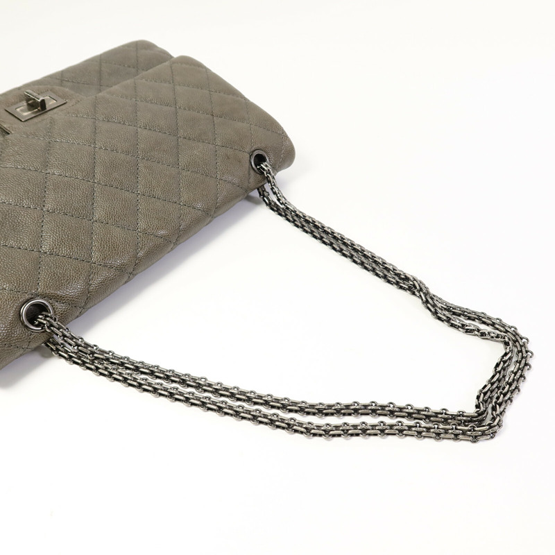 CHANEL 牛皮皮革2.55 Jumbo鏈帶手挽肩背兩用袋-8