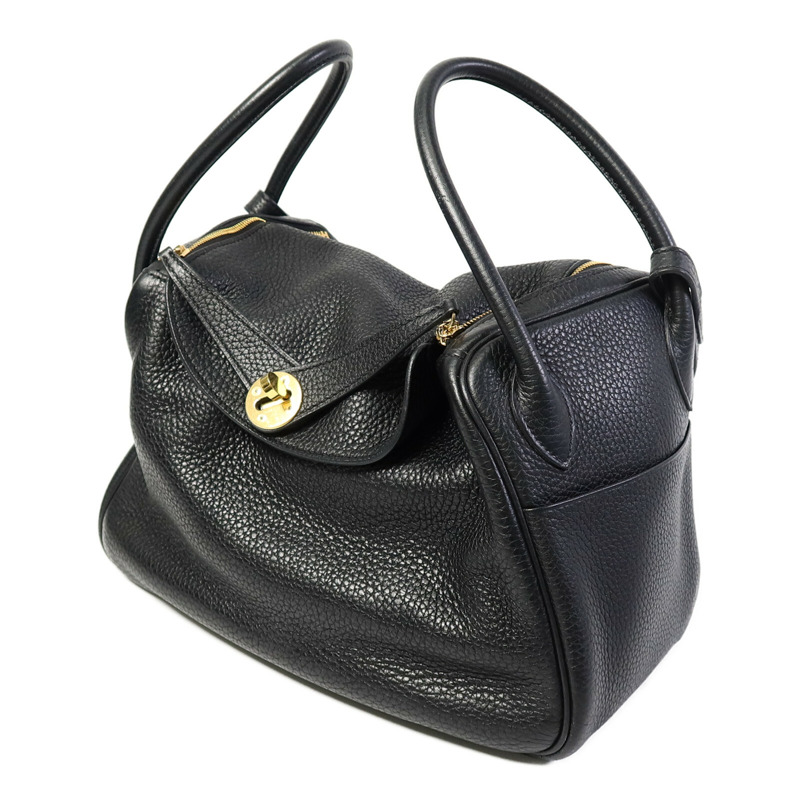 HERMES Clemence皮革Lindy 26手挽肩背兩用袋Noir-1