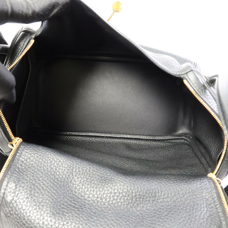 HERMES Clemence皮革Lindy 26手挽肩背兩用袋Noir-4