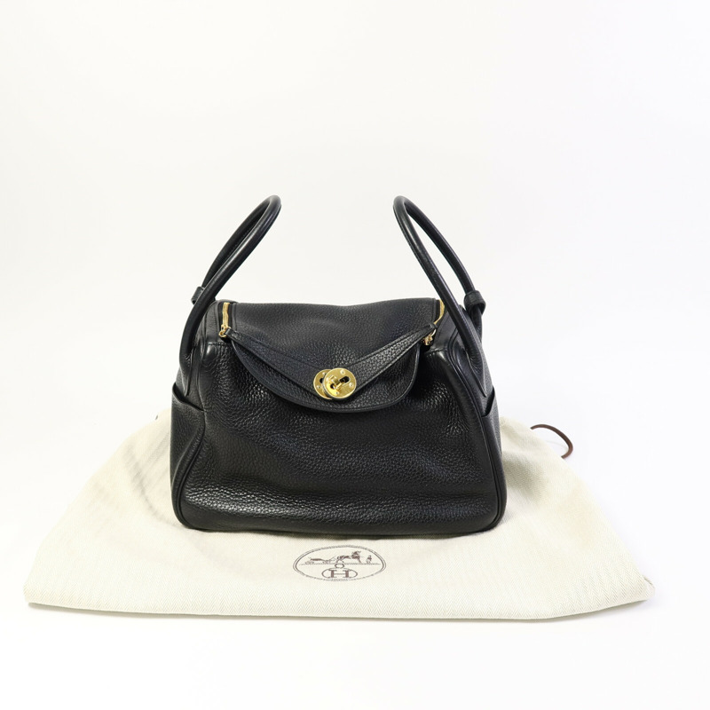 HERMES Clemence皮革Lindy 26手挽肩背兩用袋Noir-9