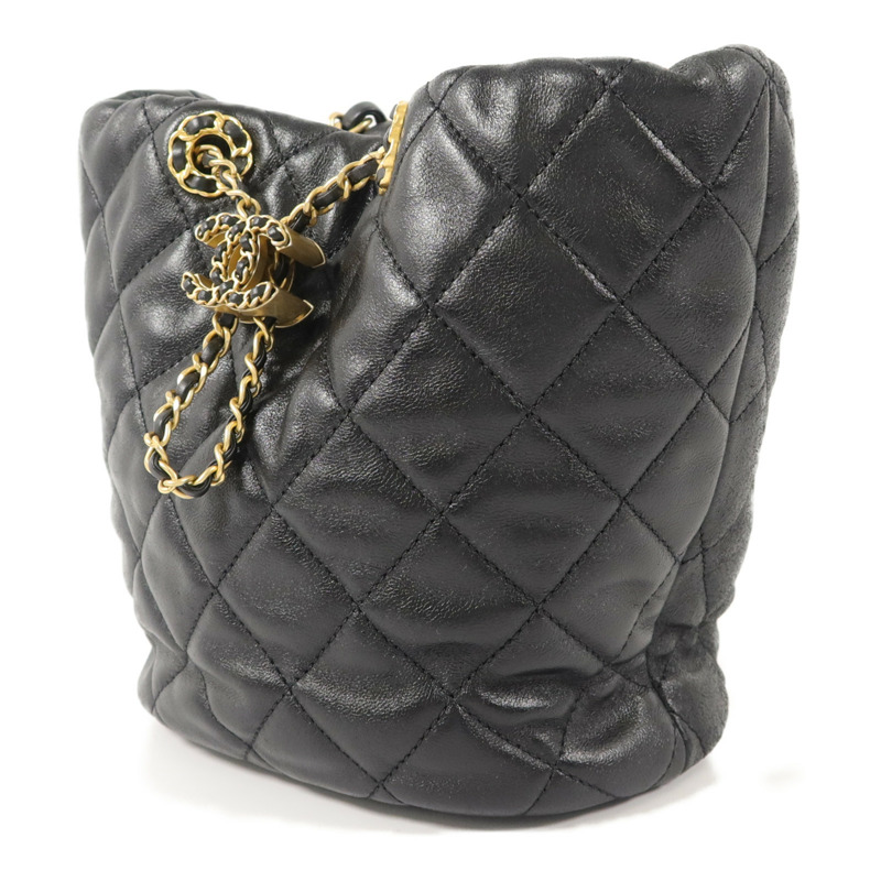 CHANEL 牛皮皮革Bucket Bag鏈帶肩背袋-2