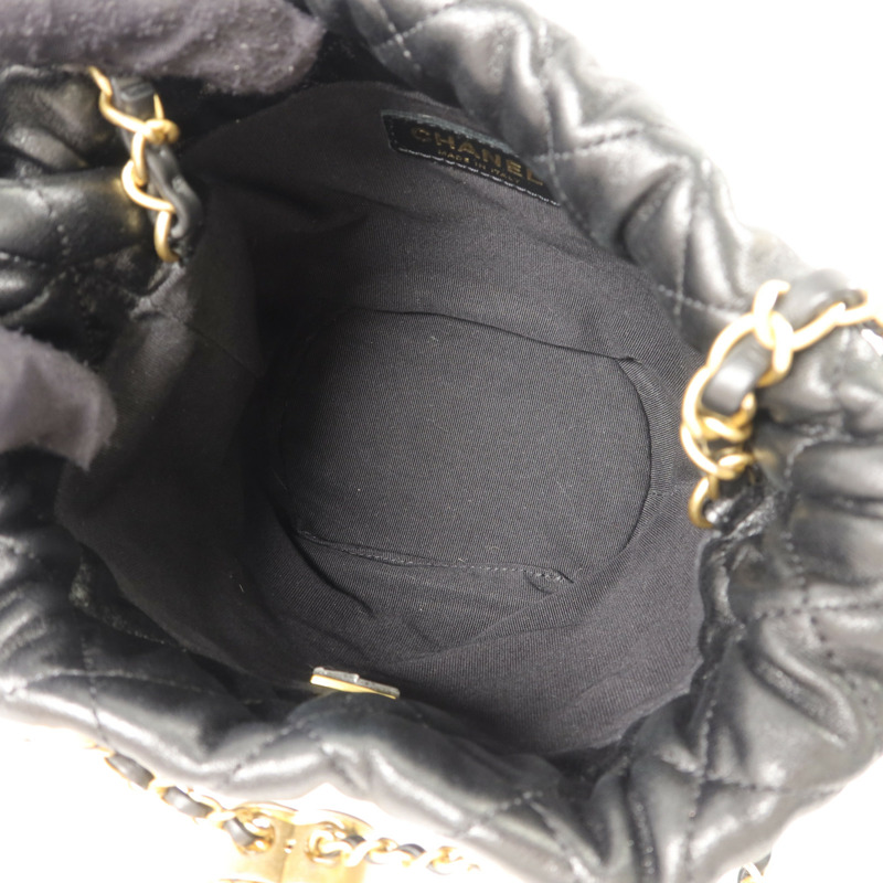 CHANEL 牛皮皮革Bucket Bag鏈帶肩背袋-4