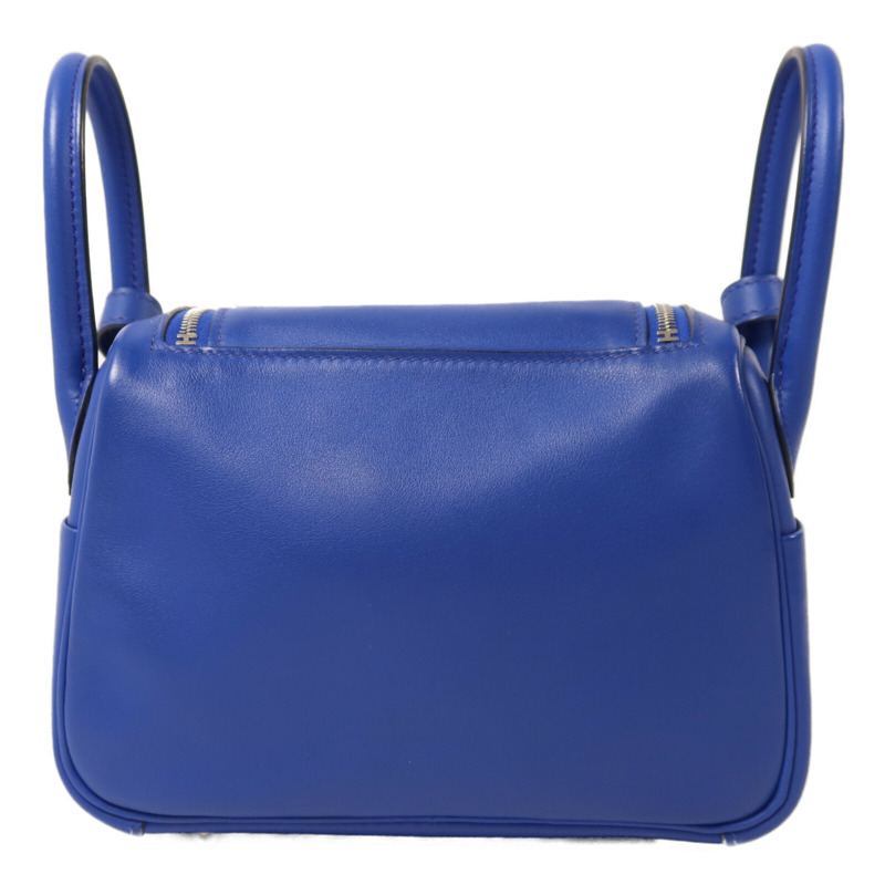 HERMES Swift皮革Mini Lindy手挽肩背兩用袋Bleu Royal/Menthe-1