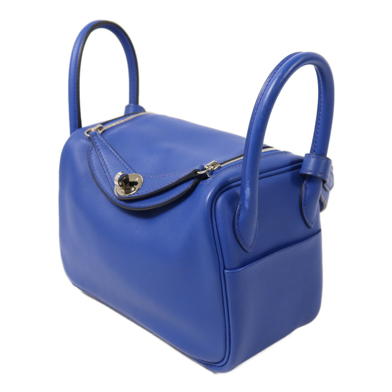 HERMES Swift皮革Mini Lindy手挽肩背兩用袋Bleu Royal/Menthe-2