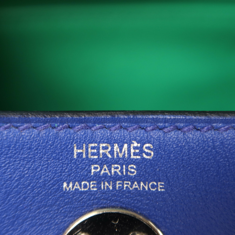 HERMES Swift皮革Mini Lindy手挽肩背兩用袋Bleu Royal/Menthe-5