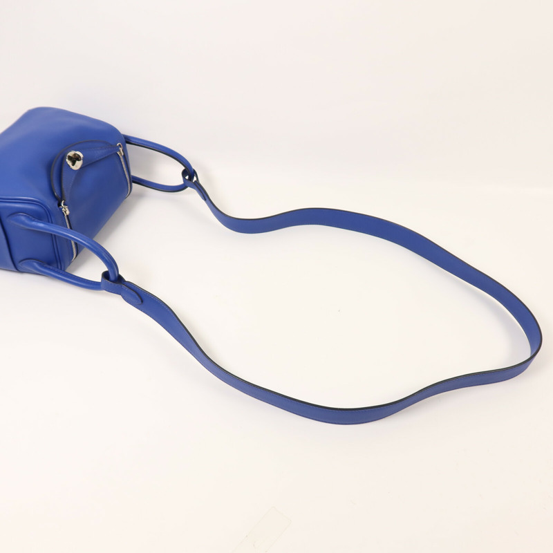 HERMES Swift皮革Mini Lindy手挽肩背兩用袋Bleu Royal/Menthe-7