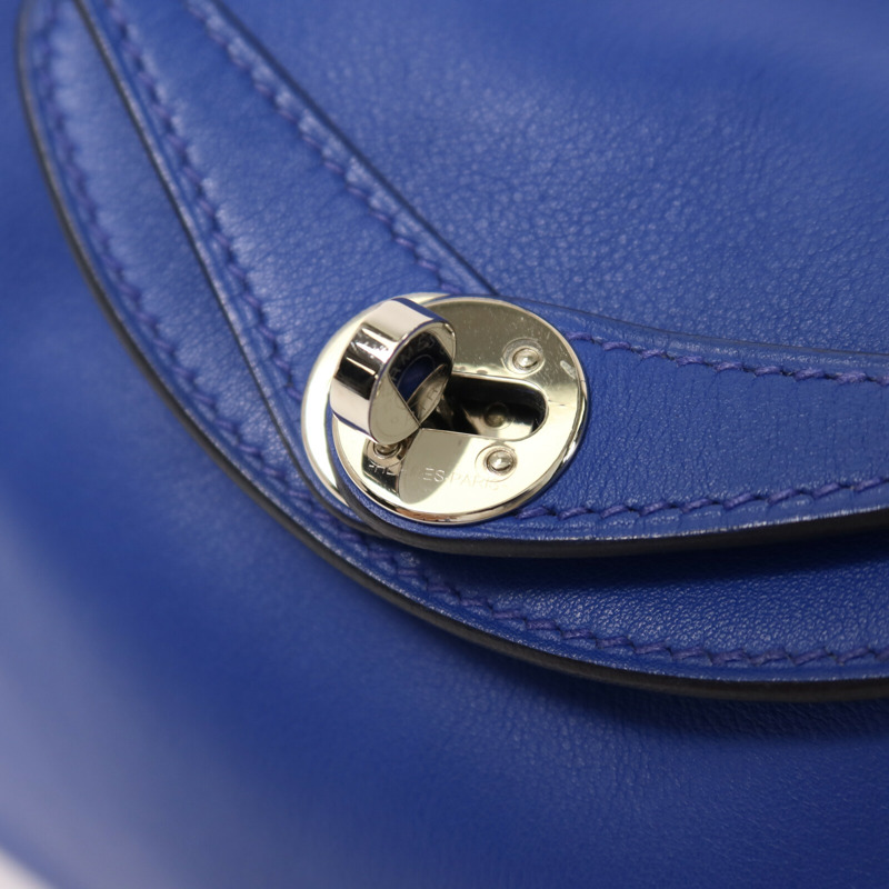 HERMES Swift皮革Mini Lindy手挽肩背兩用袋Bleu Royal/Menthe-9