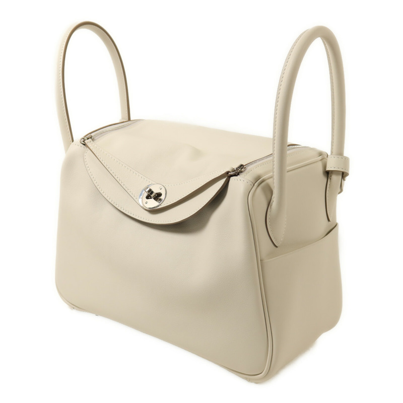HERMES Swift皮革Lindy 26手挽肩背兩用袋Gris Pale/Gris Meyer-2