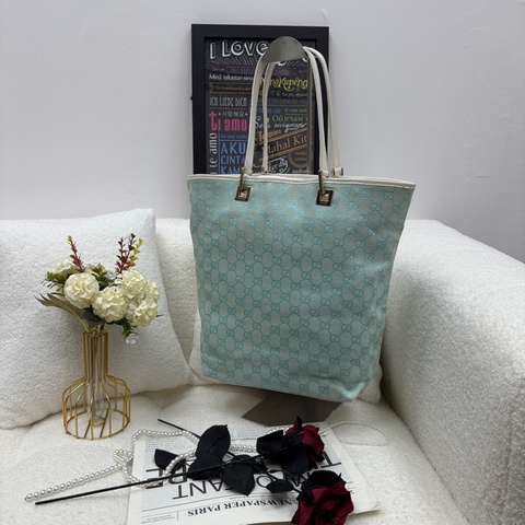 【赫蒂國際精品】 Gucci GG 帆布托特包 薄荷綠 vintage 中古 二手 手提包 肩背包