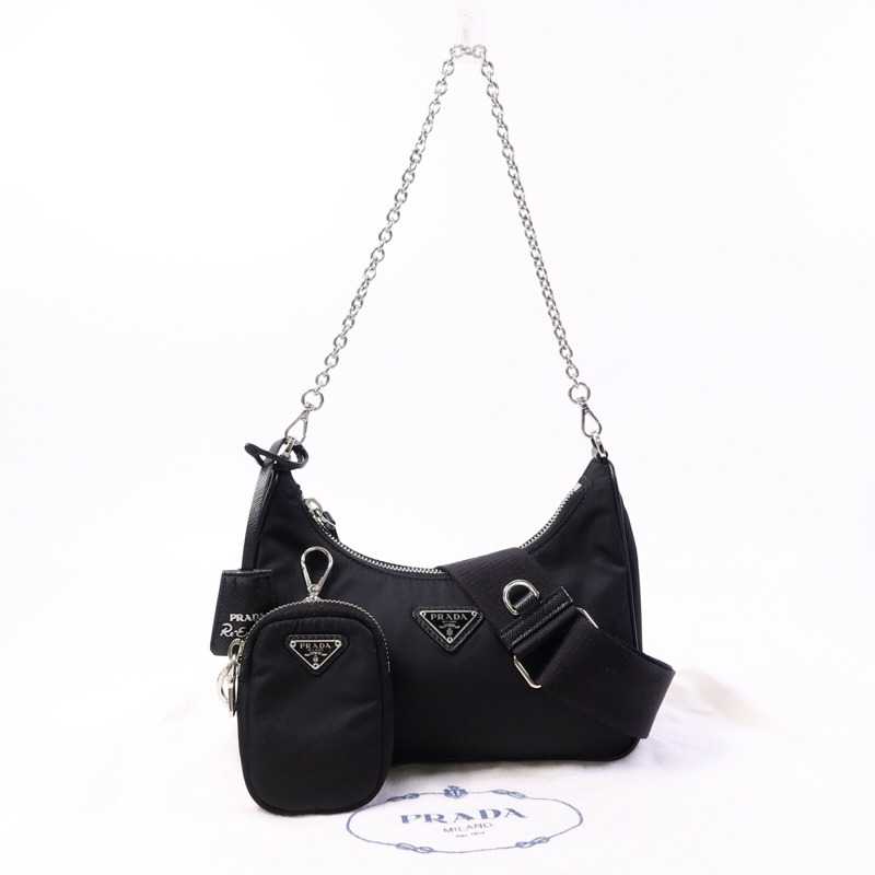 PRADA 尼龍Re-Edition 2005鏈帶肩背袋-9