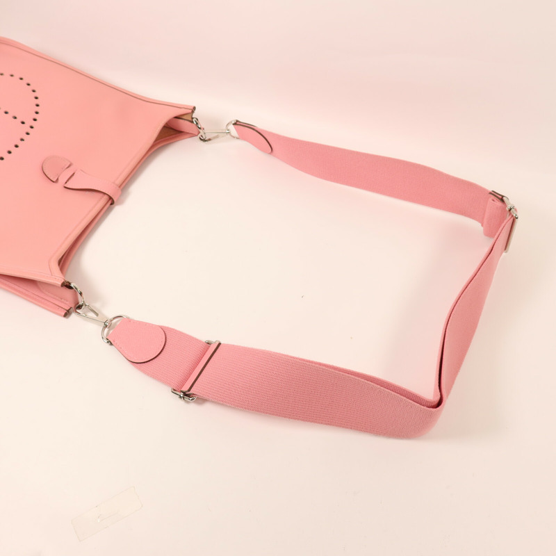 HERMES Epsom皮革Evelyne PM 肩背袋Rose Confetti-7