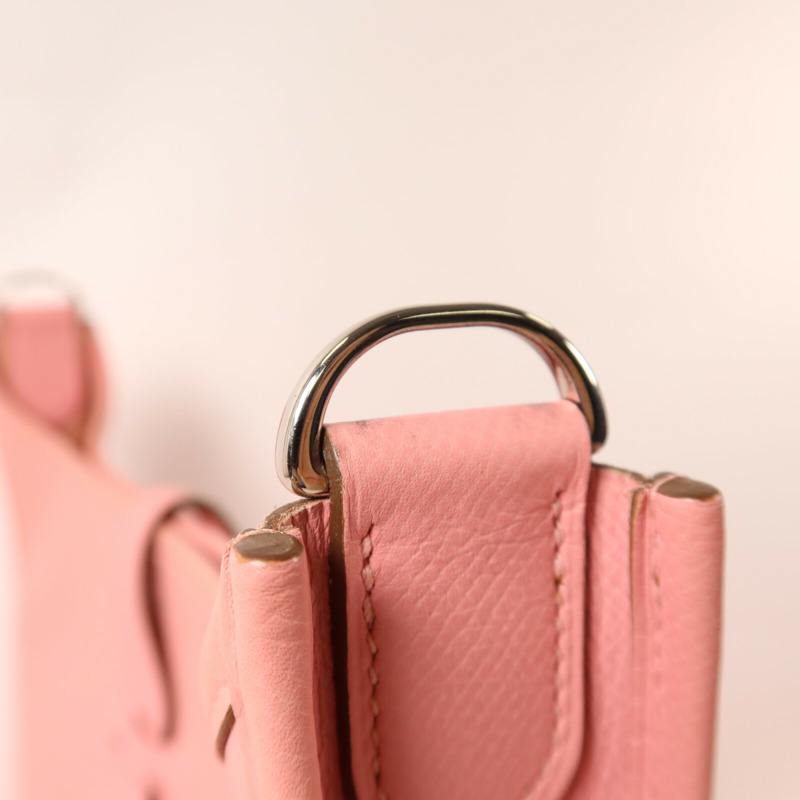 HERMES Epsom皮革Evelyne PM 肩背袋Rose Confetti-9