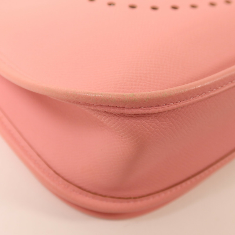 HERMES Epsom皮革Evelyne PM 肩背袋Rose Confetti-10