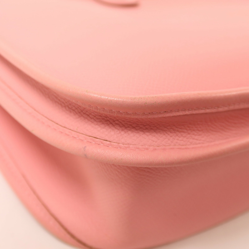 HERMES Epsom皮革Evelyne PM 肩背袋Rose Confetti-12