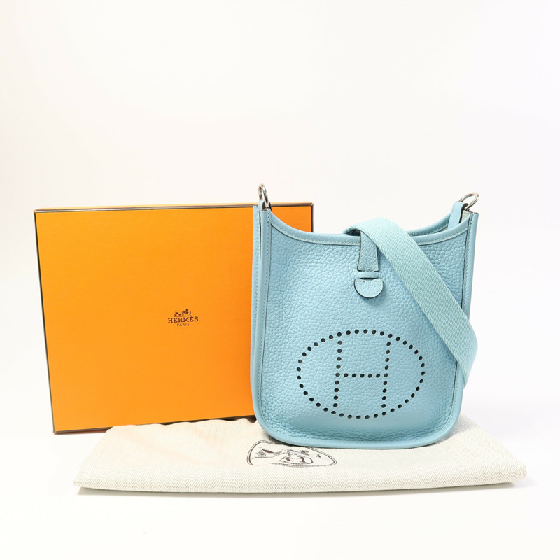 HERMES Evelyne TPM肩背袋Bleu Atoll-8