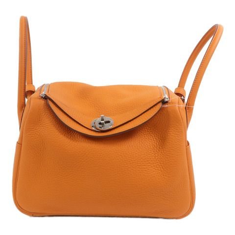 HERMES Clemence皮革Lindy 26手挽肩背兩用袋Orange