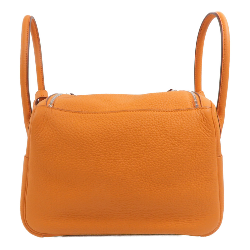 HERMES Clemence皮革Lindy 26手挽肩背兩用袋Orange-1
