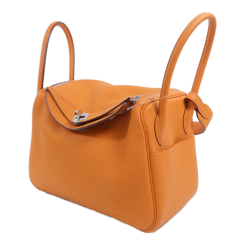 HERMES Clemence皮革Lindy 26手挽肩背兩用袋Orange-2