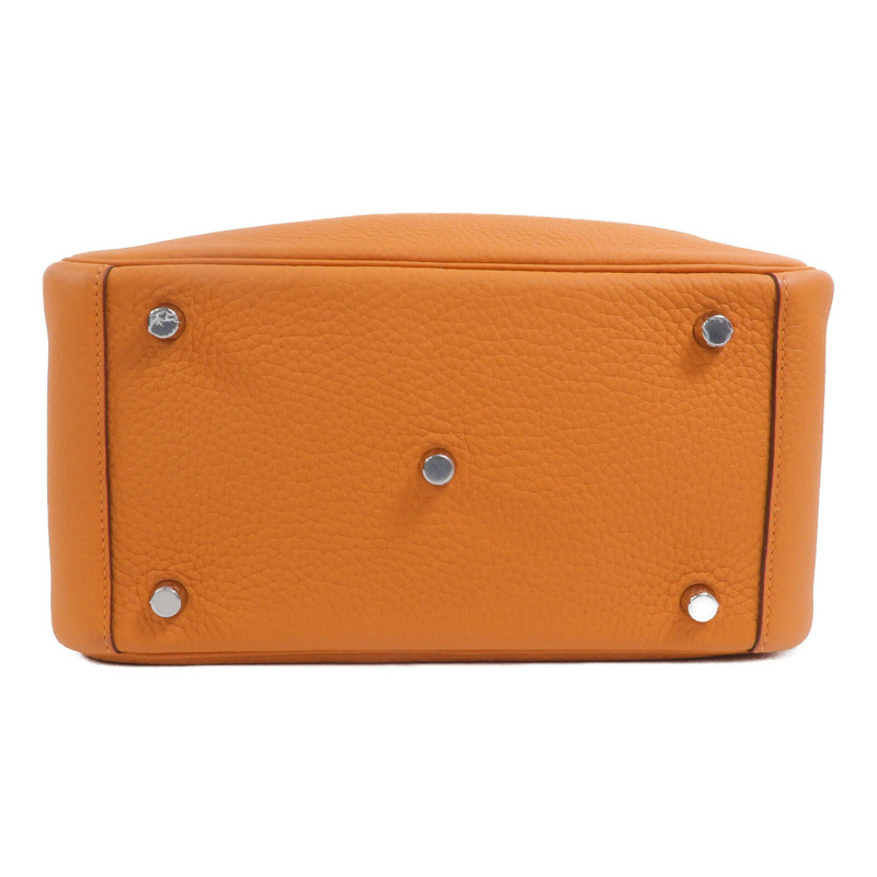 HERMES Clemence皮革Lindy 26手挽肩背兩用袋Orange-3