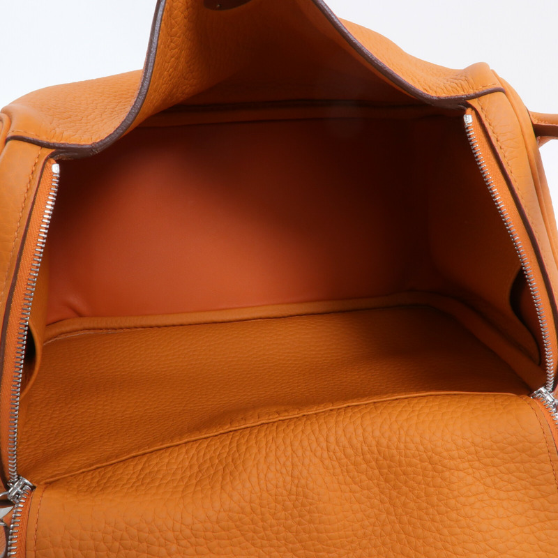 HERMES Clemence皮革Lindy 26手挽肩背兩用袋Orange-4