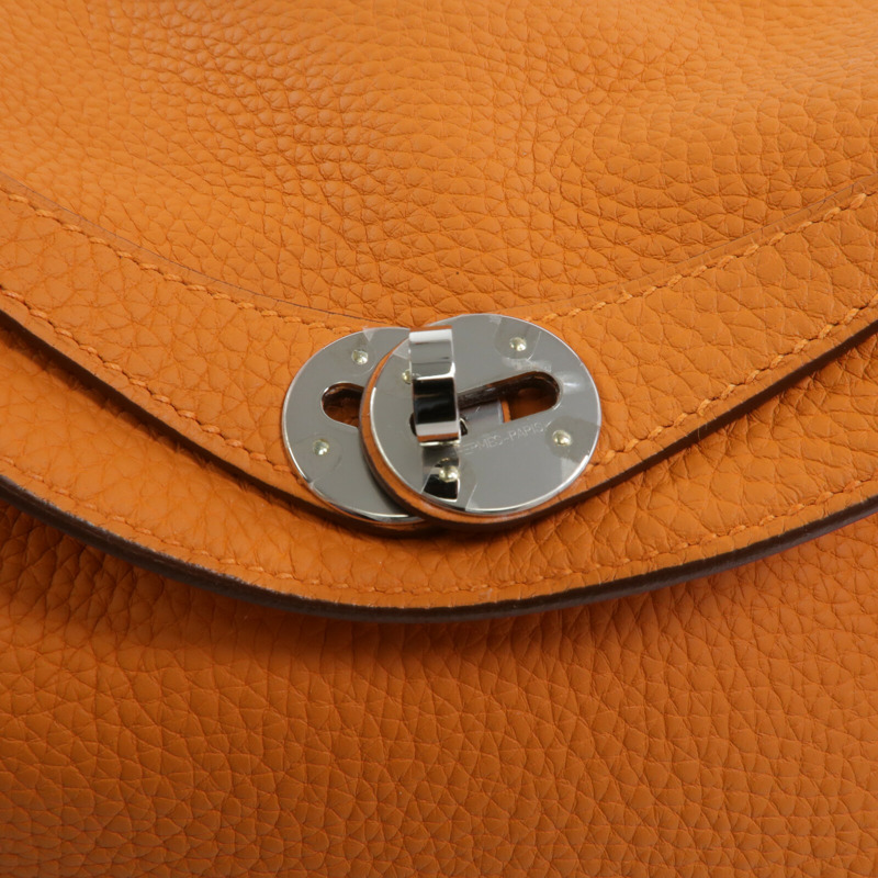 HERMES Clemence皮革Lindy 26手挽肩背兩用袋Orange-6