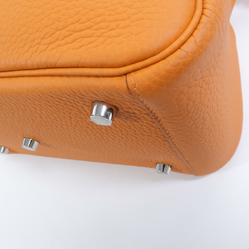 HERMES Clemence皮革Lindy 26手挽肩背兩用袋Orange-10