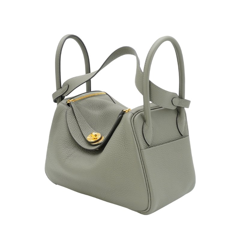 Hermes 展示品 Lindy 26 TC牛皮金釦手提/肩背兩用包(0L積雲灰)-1