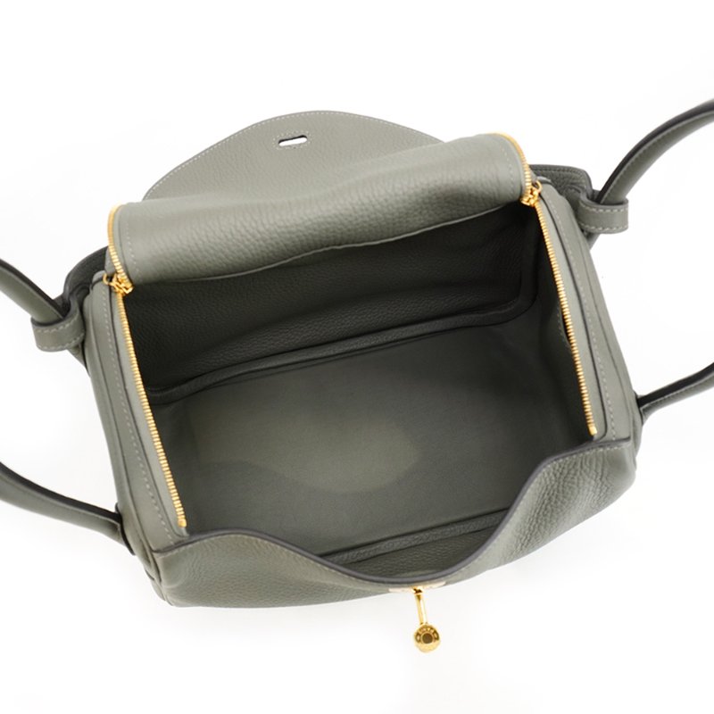 Hermes 展示品 Lindy 26 TC牛皮金釦手提/肩背兩用包(0L積雲灰)-4
