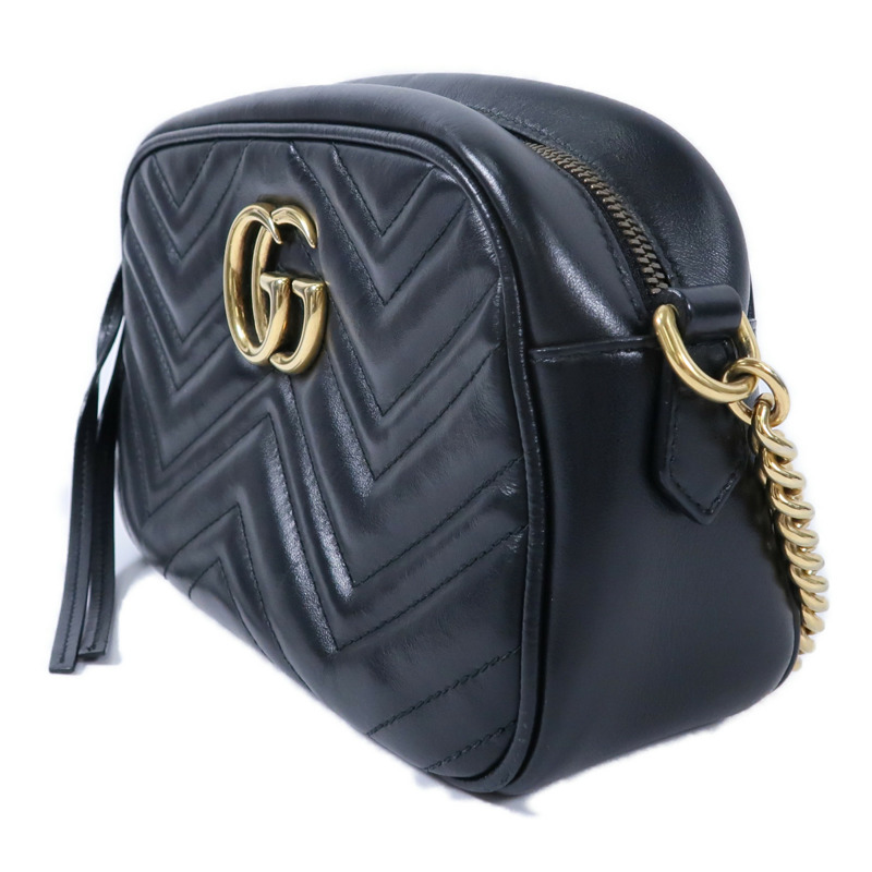 GUCCI 牛皮皮革GG Marmont鏈帶肩背袋-2