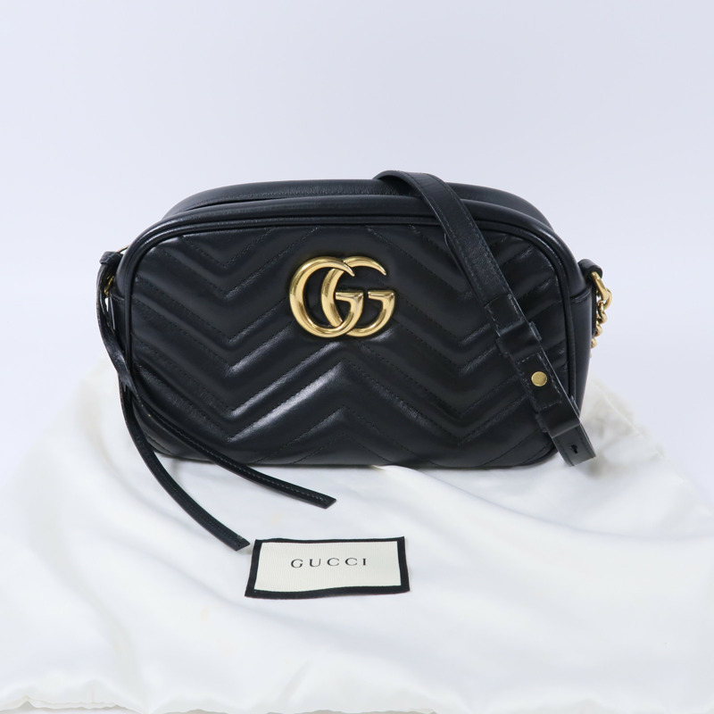GUCCI 牛皮皮革GG Marmont鏈帶肩背袋-9