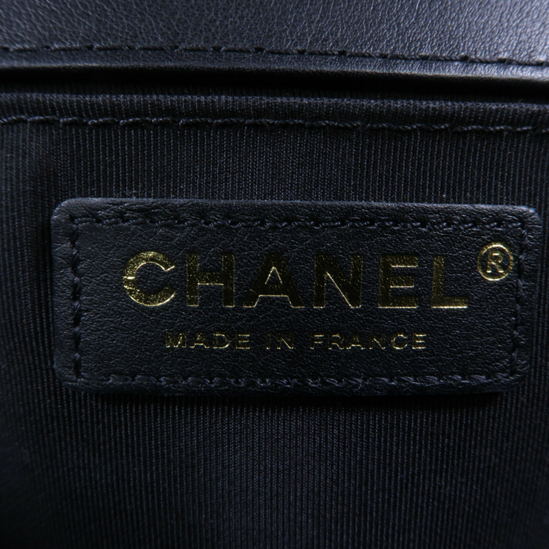 CHANEL 羊皮皮革Boy 25鏈帶手挽肩背兩用袋-5